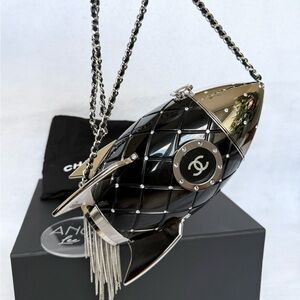 SOLD CHANEL 2017 17K Minaudière Plexiglass Crystal Rocket Ship Collectible Bag